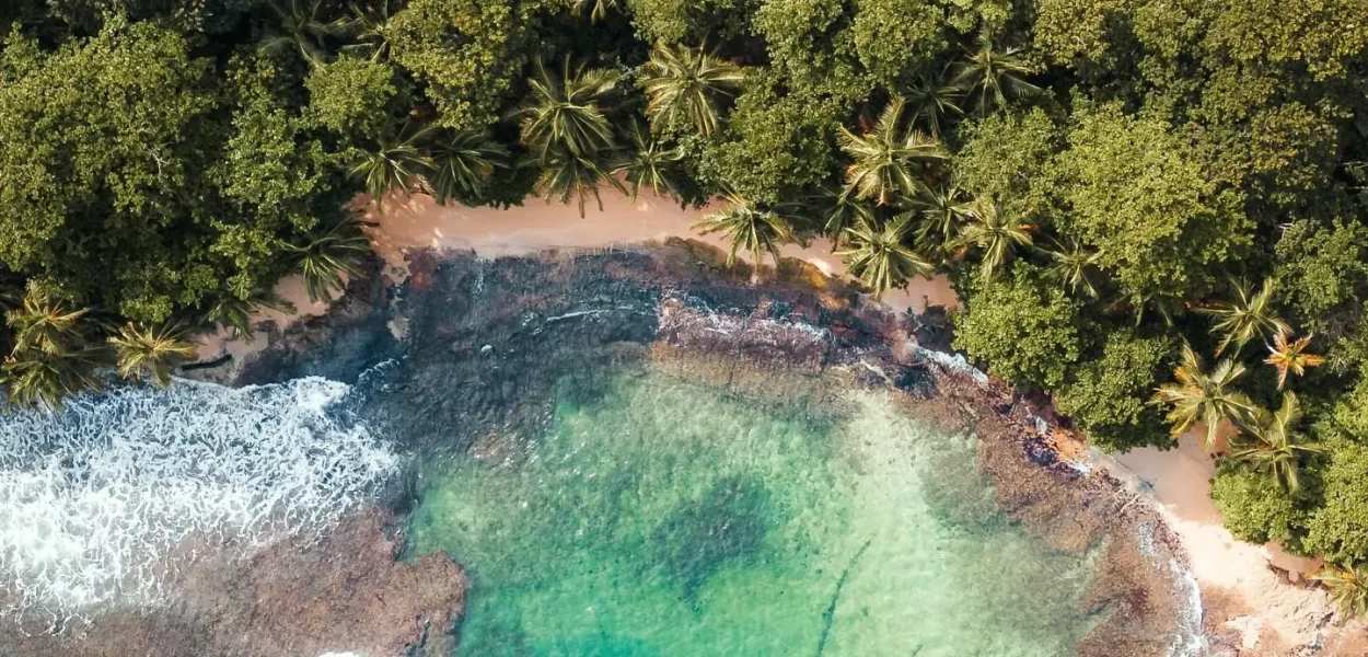 Caribbean Beach aerial shot Puerto Viejo Costa Rica