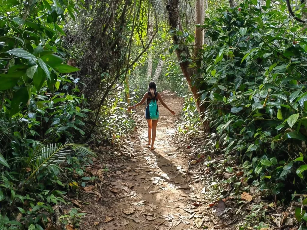 Teen Walking in Cahuita National Park Forest
