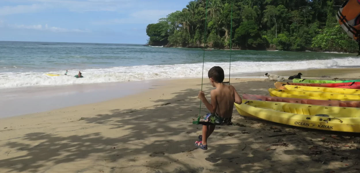 Kid in hammack in Puerto Viejo beach Costa Rica