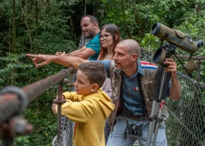 Family with kids in hanging bridges Arenal Costa Rica